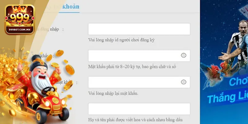 Nhập thông tin chính xác để đảm bảo quyền lợi của người chơi